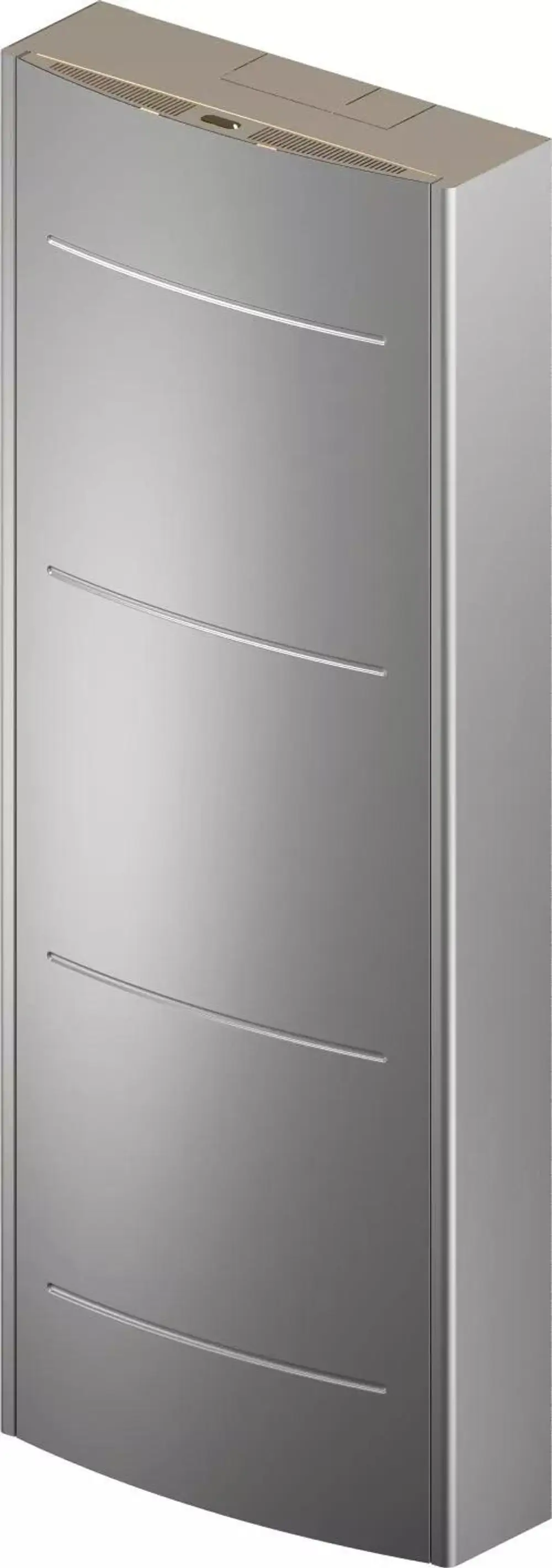 Vertikaler Metallstahl-Schrank in Silber mit glatter Oberfläche, ausgestattet mit einer Tür, hergestellt von Uponor.